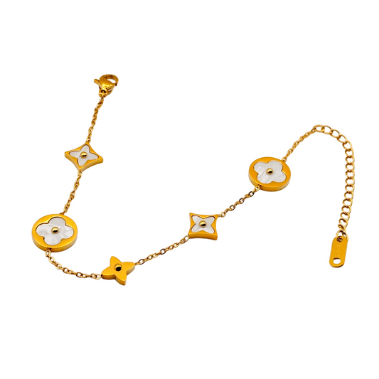 White Flower Armband | 18K vergoldet