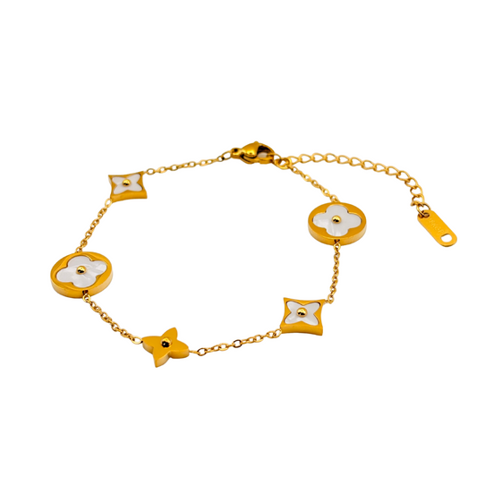 White Flower Armband | 18K vergoldet